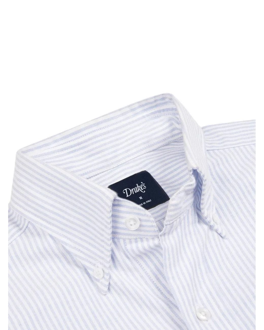 Drake's White Ticking Stripe Cotton-Oxford Shirt for men