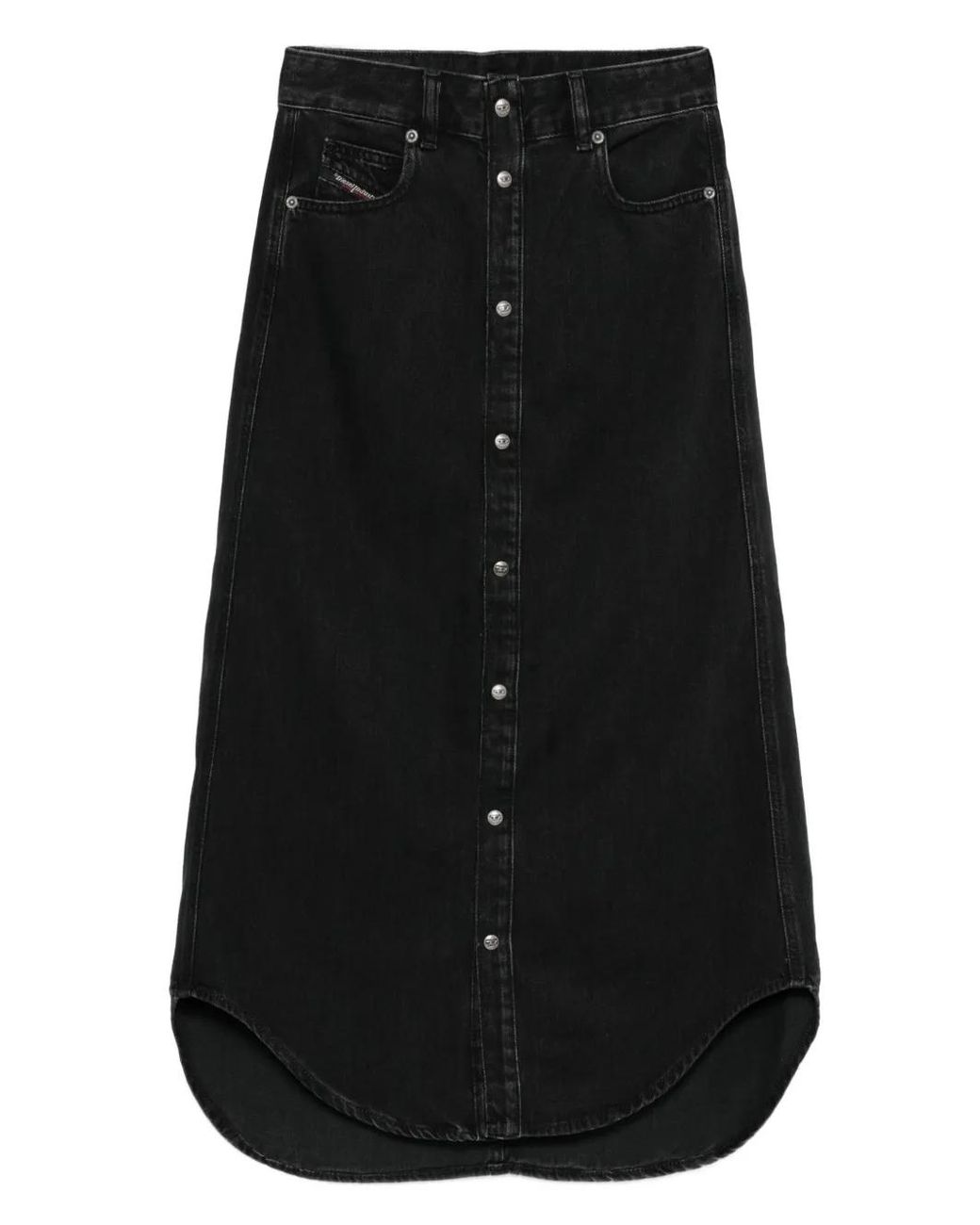 DIESEL Black Button-Front Denim Skirt