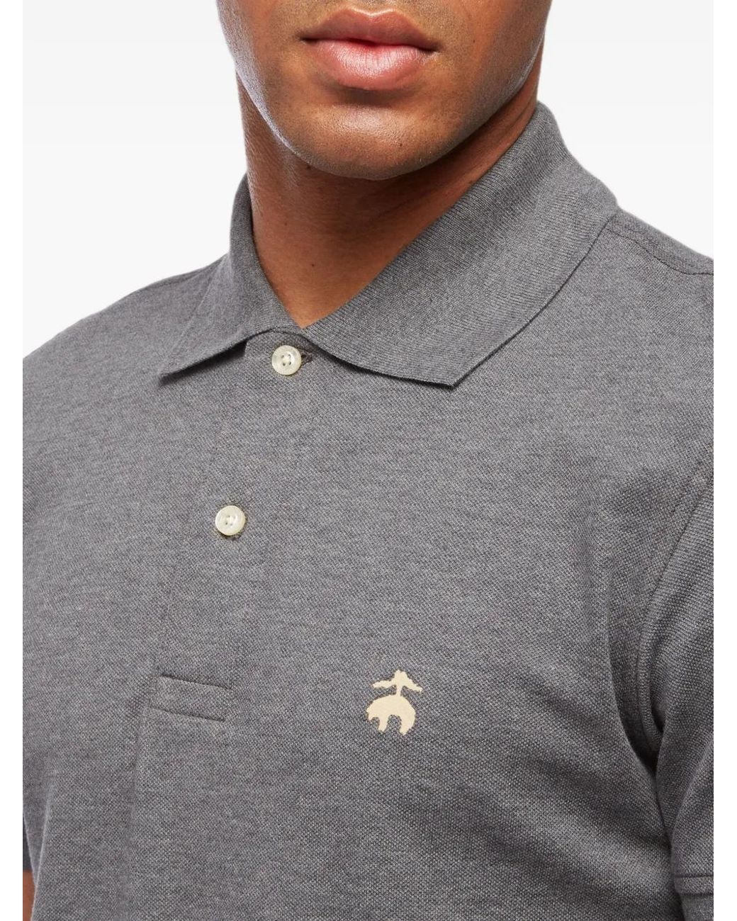 Brooks Brothers Gray Logo-Embroidered Polo Shirt for men