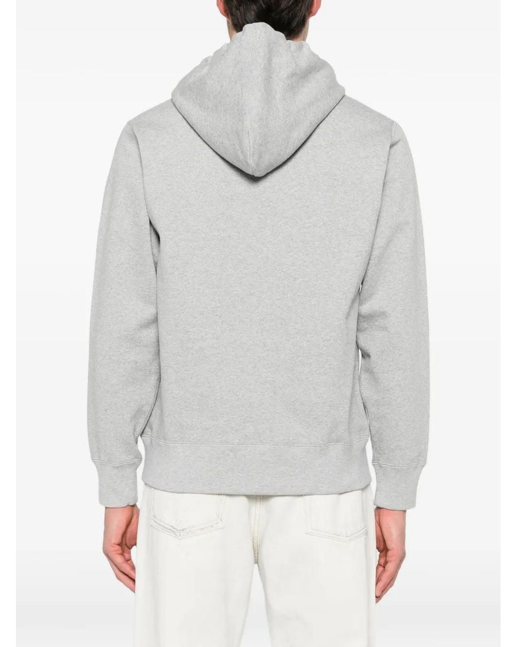 A Bathing Ape Gray Logo-Print Hoodie for men