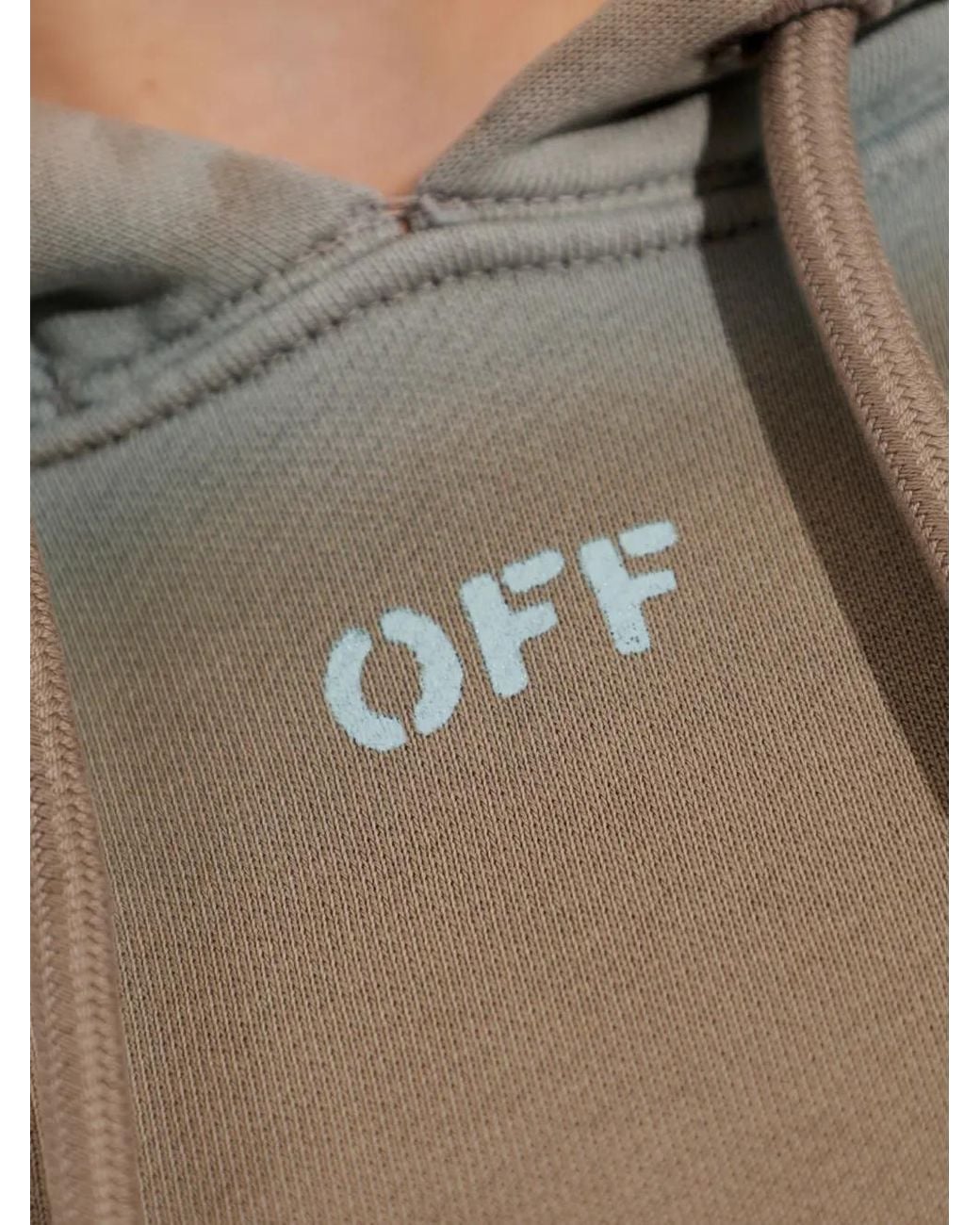 Off-White c/o Virgil Abloh Natural Faded-Effect Cropped Hoodie