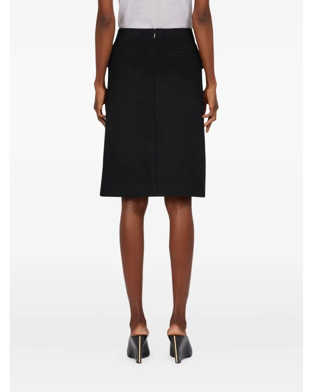 Ferragamo Black Double-Slit Midi Skirt