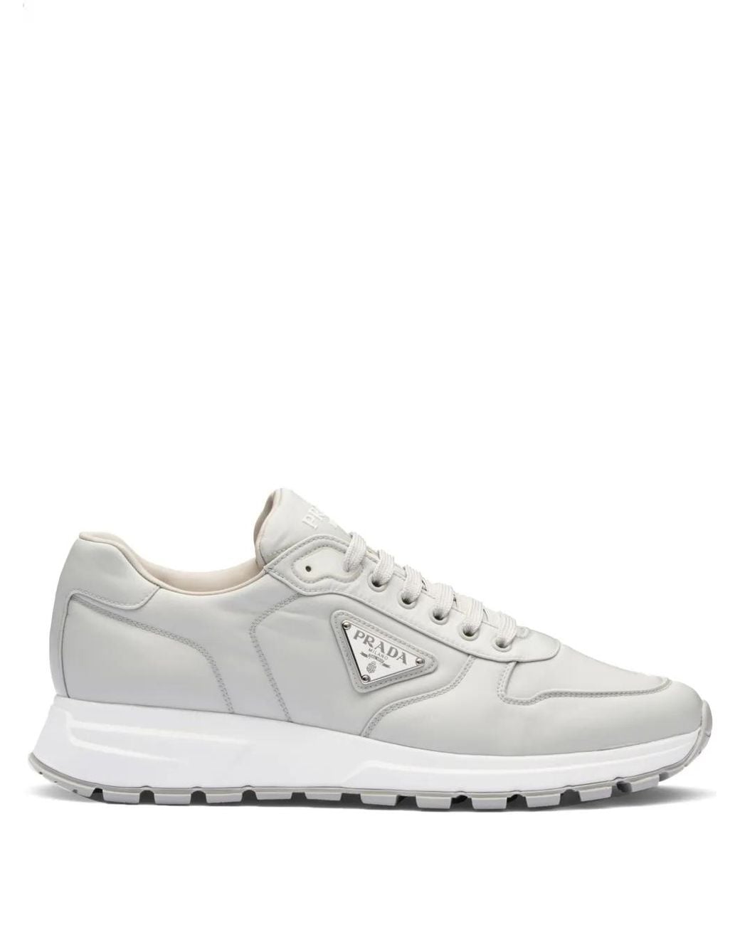 Baskets À Plaque Logo Prada pour homme en coloris White