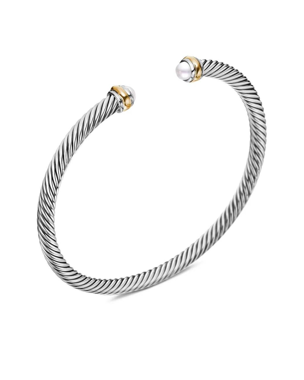 David Yurman White 18Kt And Sterling Classic Cable Bracelet (4Mm)