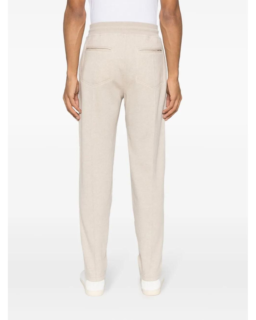 Brunello Cucinelli Natural Drawstring-Waist Cashmere Trousers for men