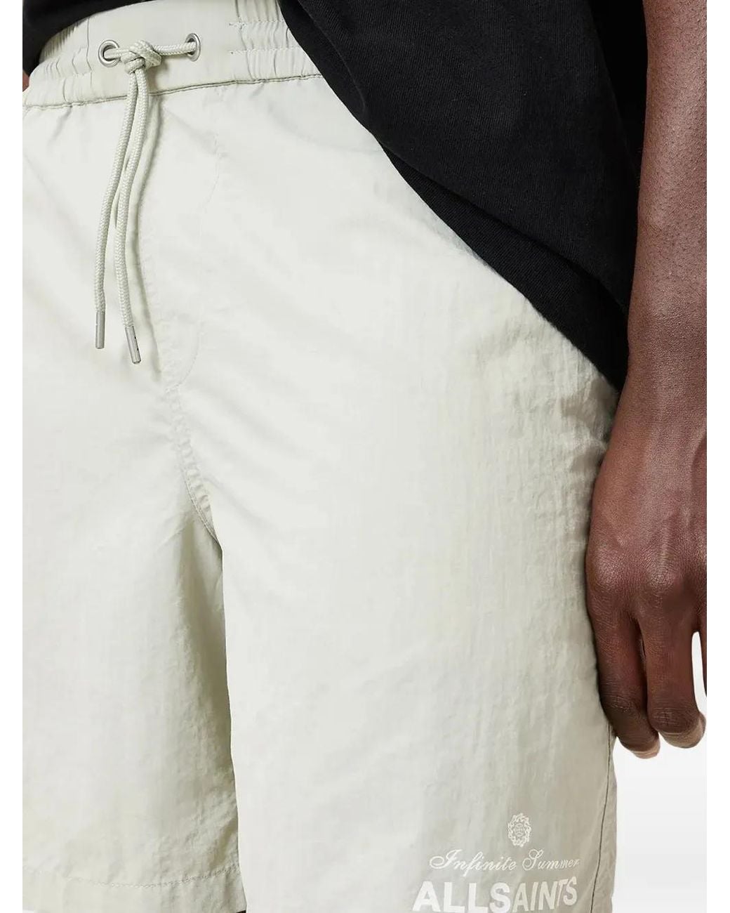 AllSaints White Soleil Logo-Print Drawstring Swim Shorts for men