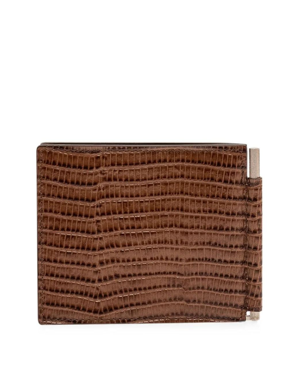 Tom Ford Brown Printed Tejus T Line Money Clip Wallet for men