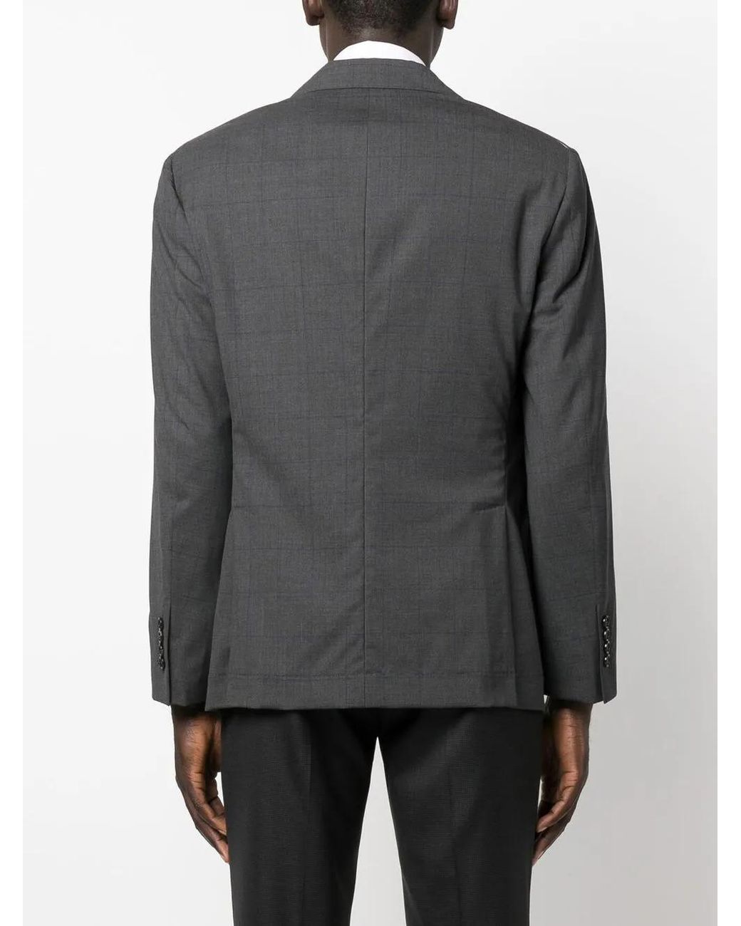 Brunello Cucinelli Black Check-Pattern Wool Blazer for men