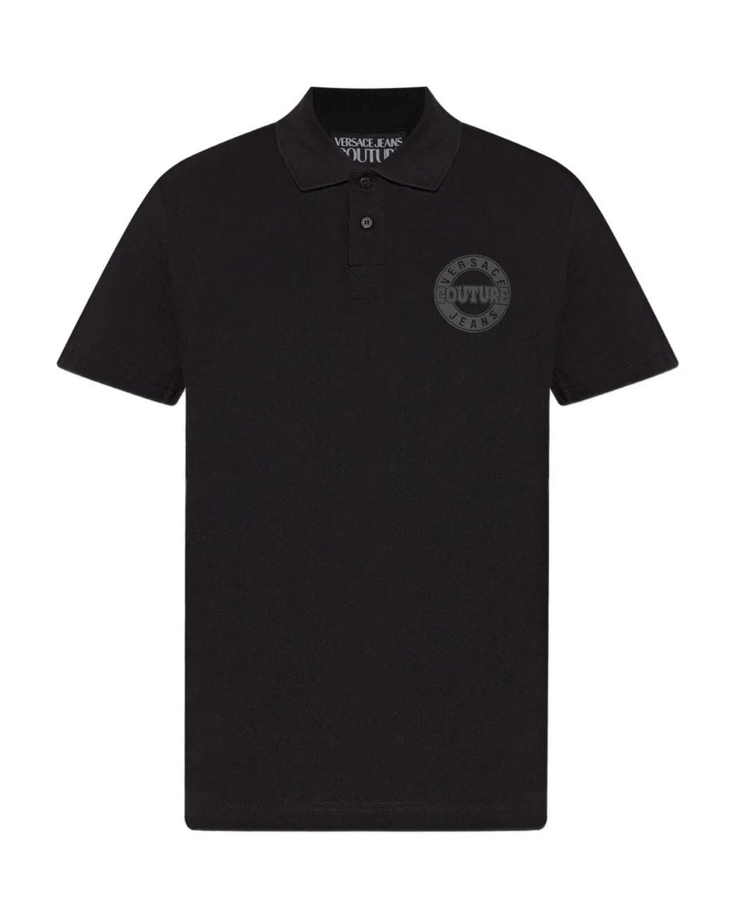Versace Jeans Couture Black Logo Cotton Polo Shirt for men