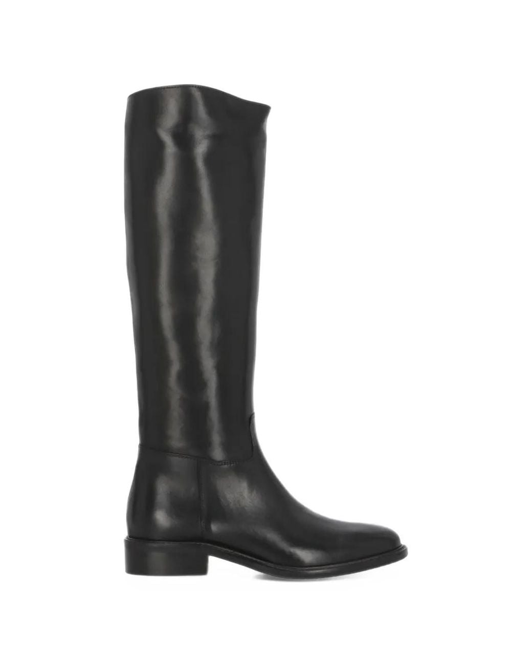 Julie Dee Black Round-Toe Knee-High Boots