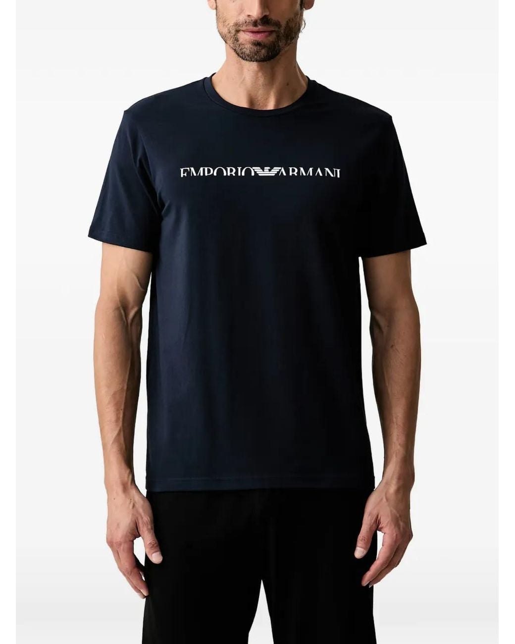 Emporio Armani Black Logo-Print T-Shirt for men