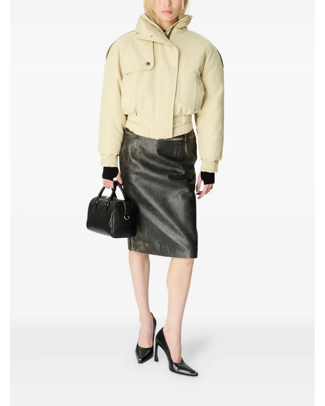 MARINE SERRE Natural High-Neck Bomber Jacket