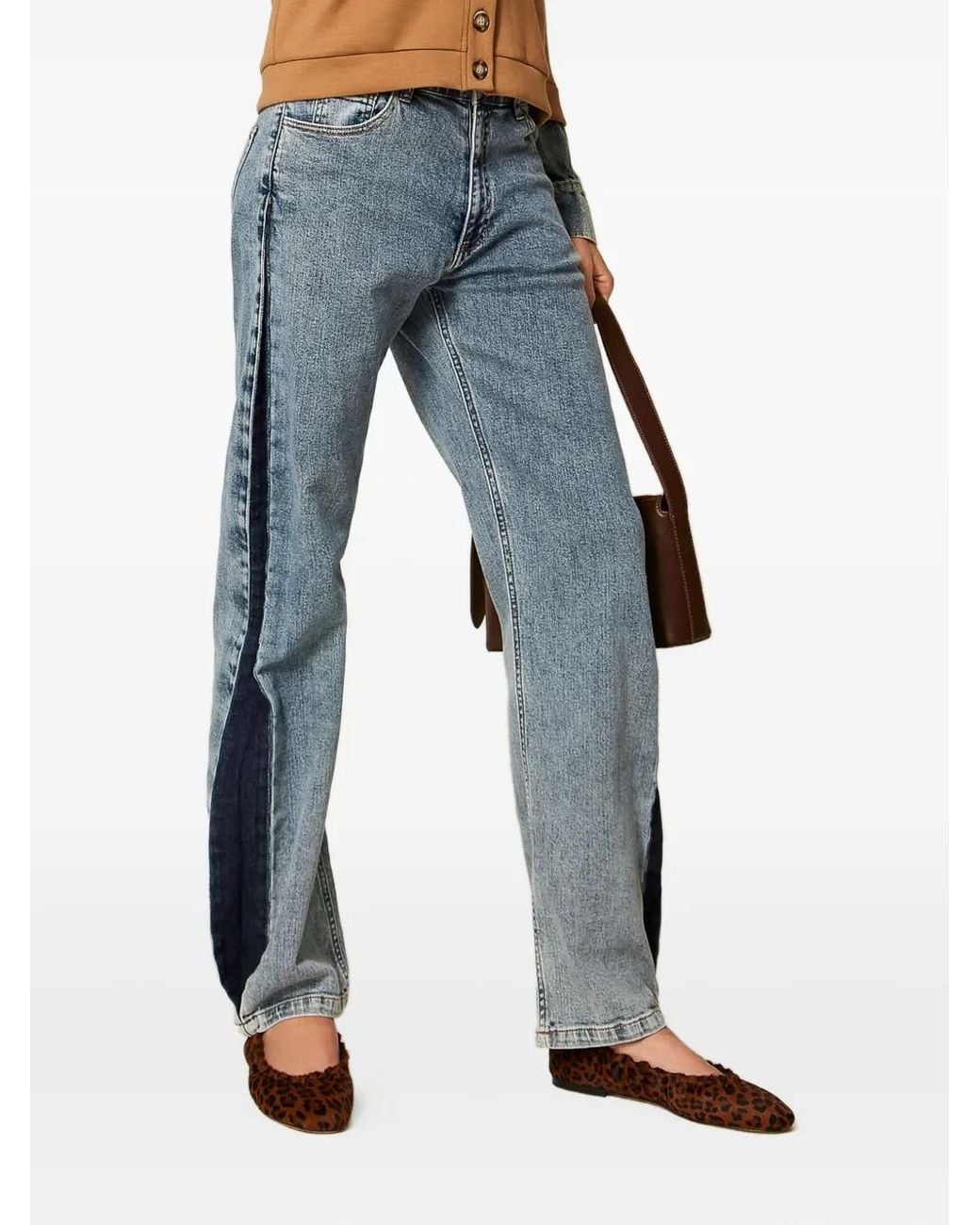 Twinset Blue Two-Tone Side-Stripe Jeans
