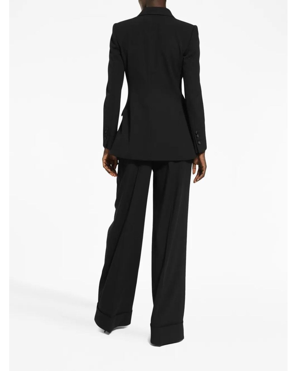 Dolce & Gabbana Black Floral Applique Wool Blazer