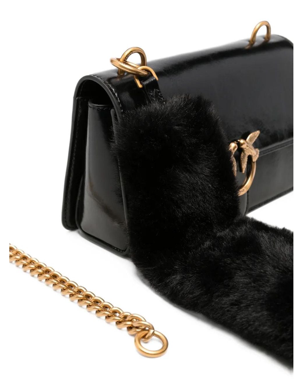 Pinko Black Mini Love One Leather Shoulder Bag