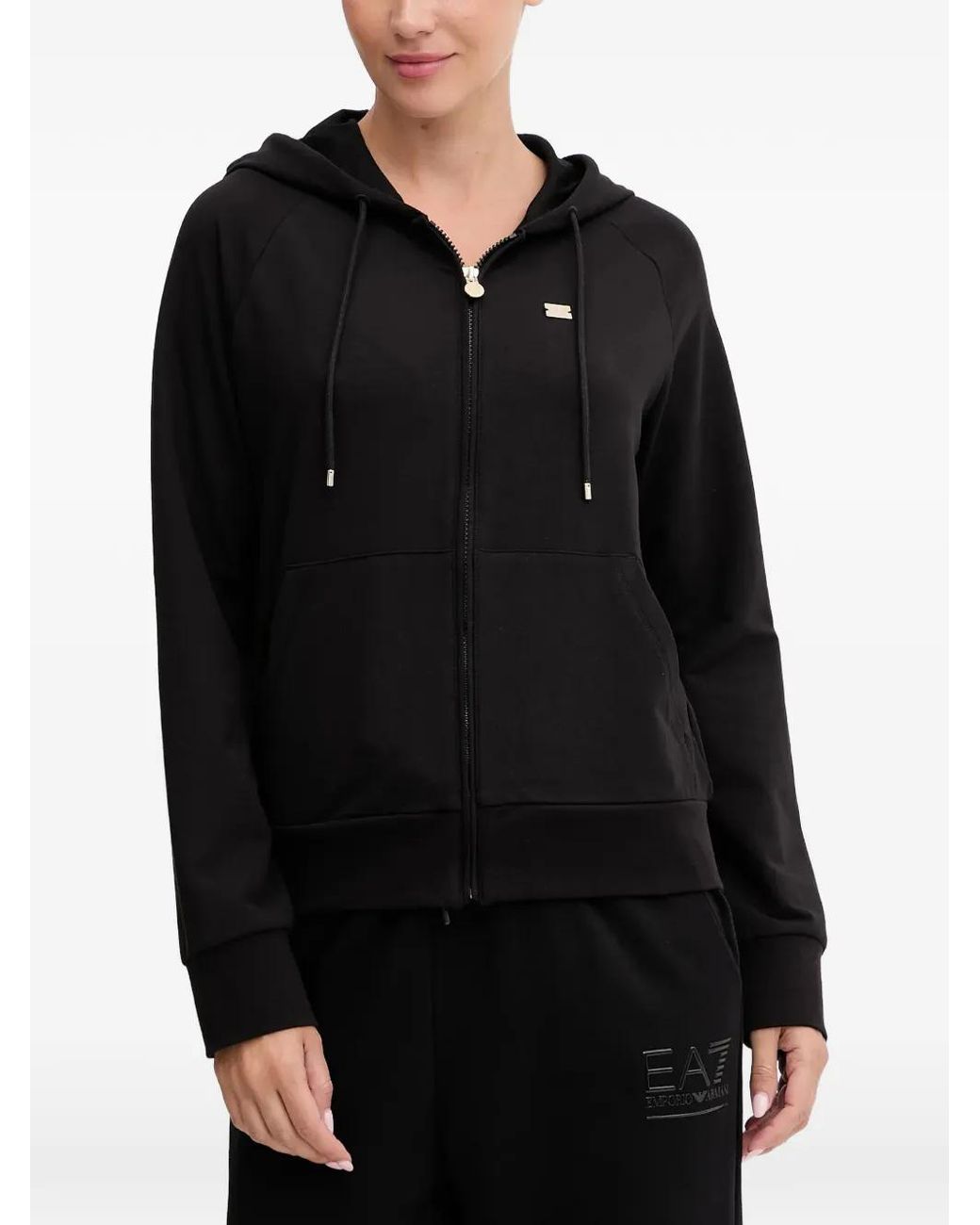 EA7 Black Core Lady Zip-Up Hoodie