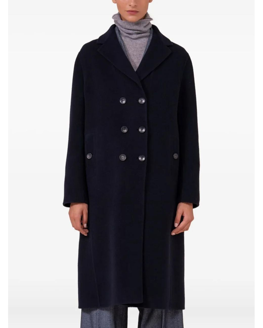Fedeli Blue Double-Breasted Coat