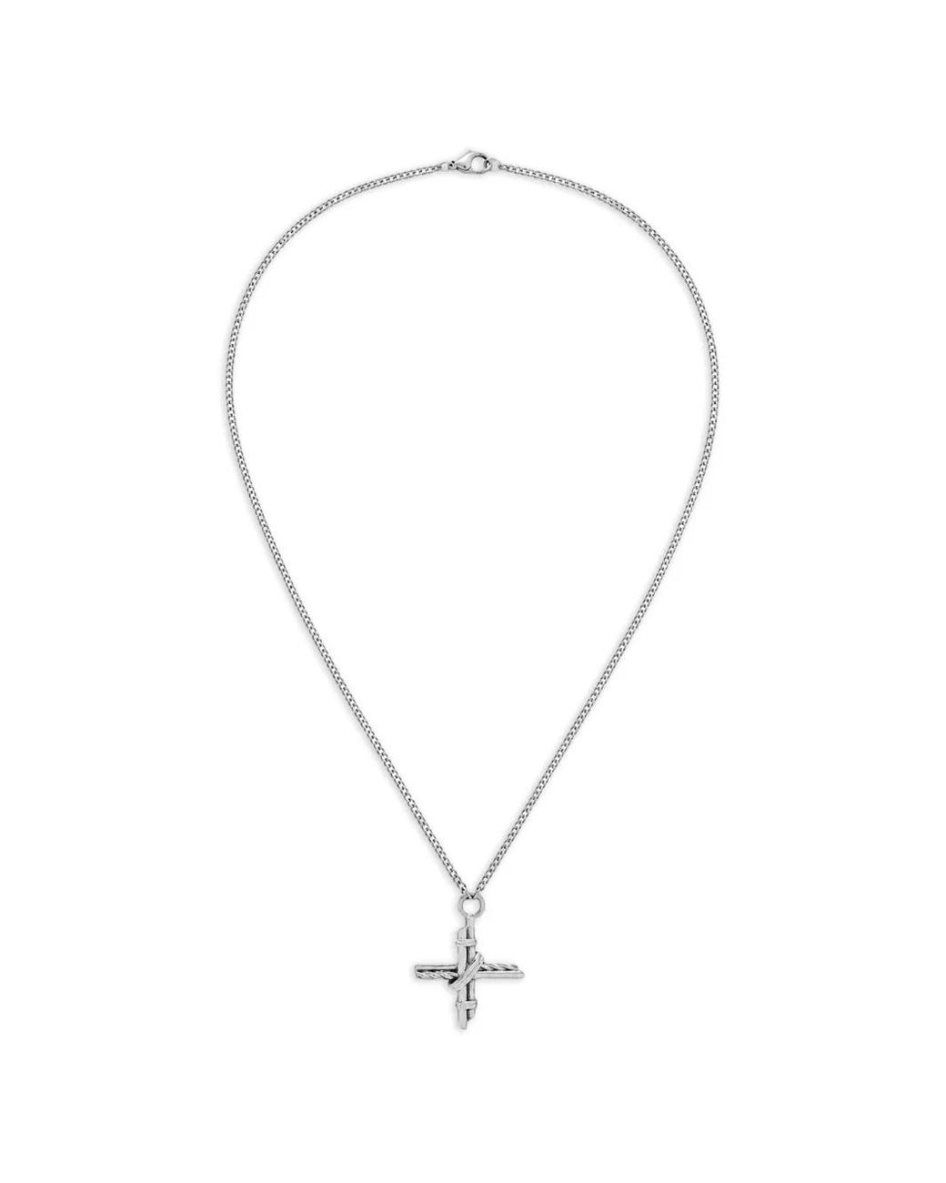 Yoj White Cross-Pendant Necklace for men