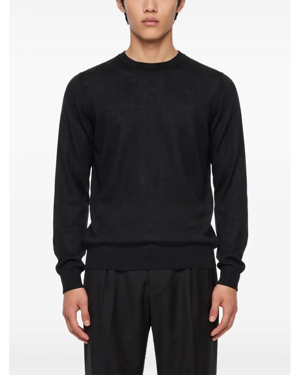 Tagliatore Black Budd Crew-Neck Long-Sleeve Sweater for men