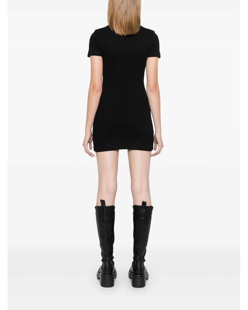 Gcds Black Short Dress With Embroidery