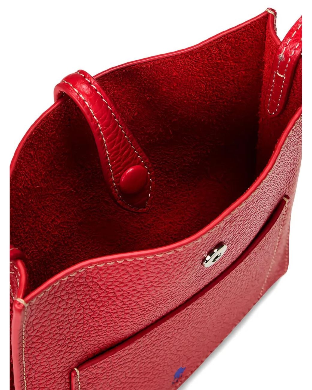 Polo Ralph Lauren Red Pebbled Leather Crossbody Bag