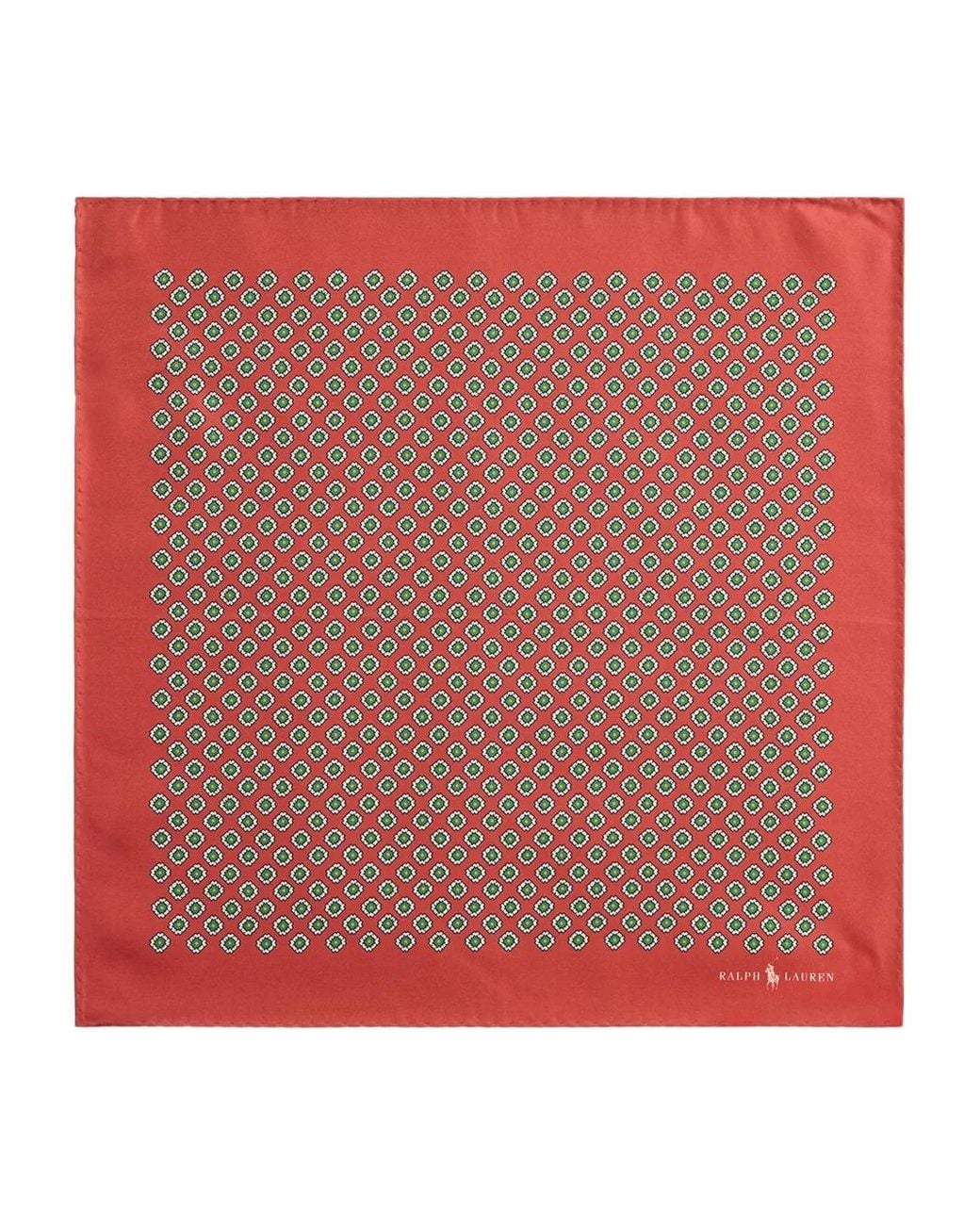 Polo Ralph Lauren Red Patterned Silk Pocket Scarf for men