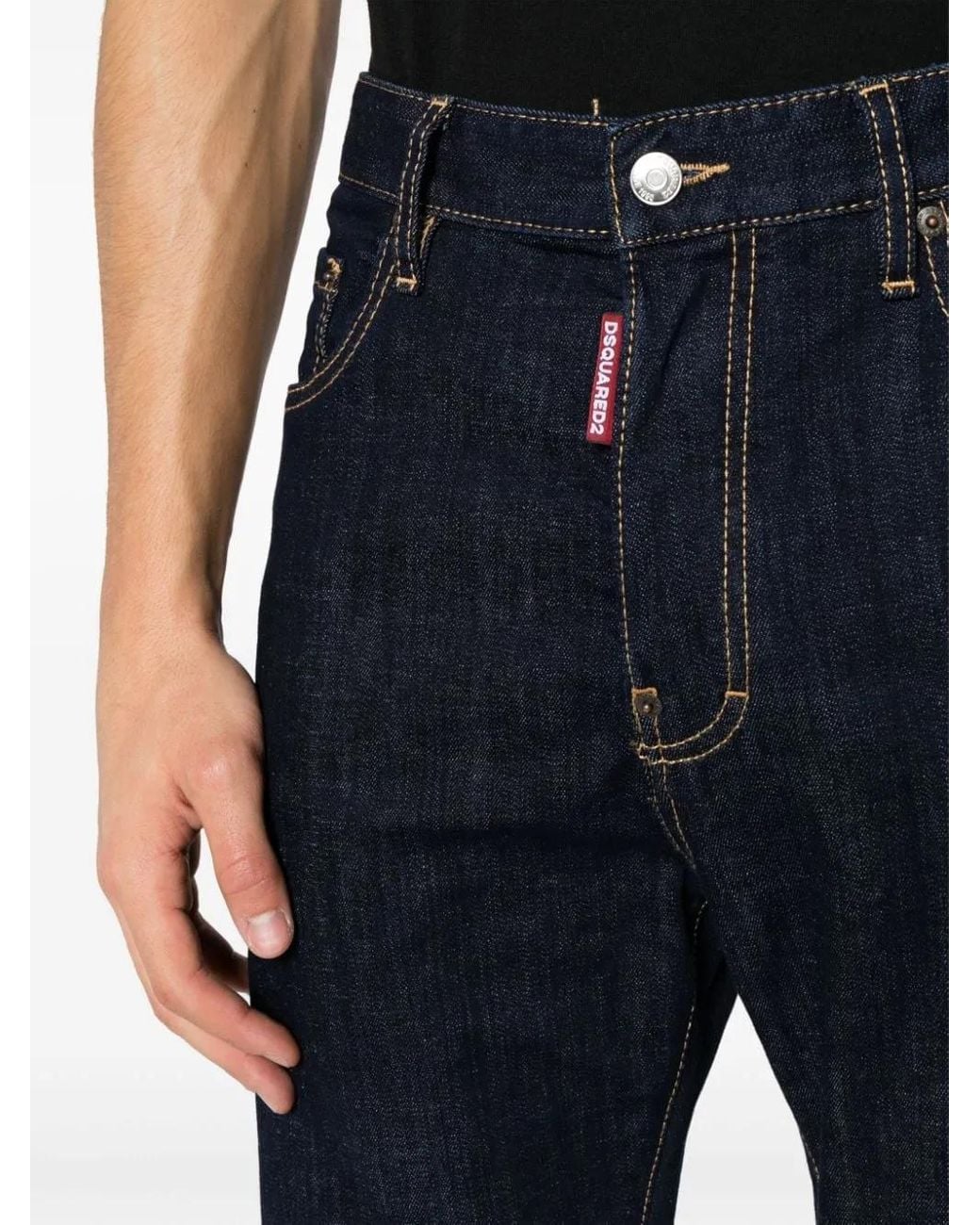 DSquared² Blue Logo-Patch Slim-Leg Denim Jeans for men