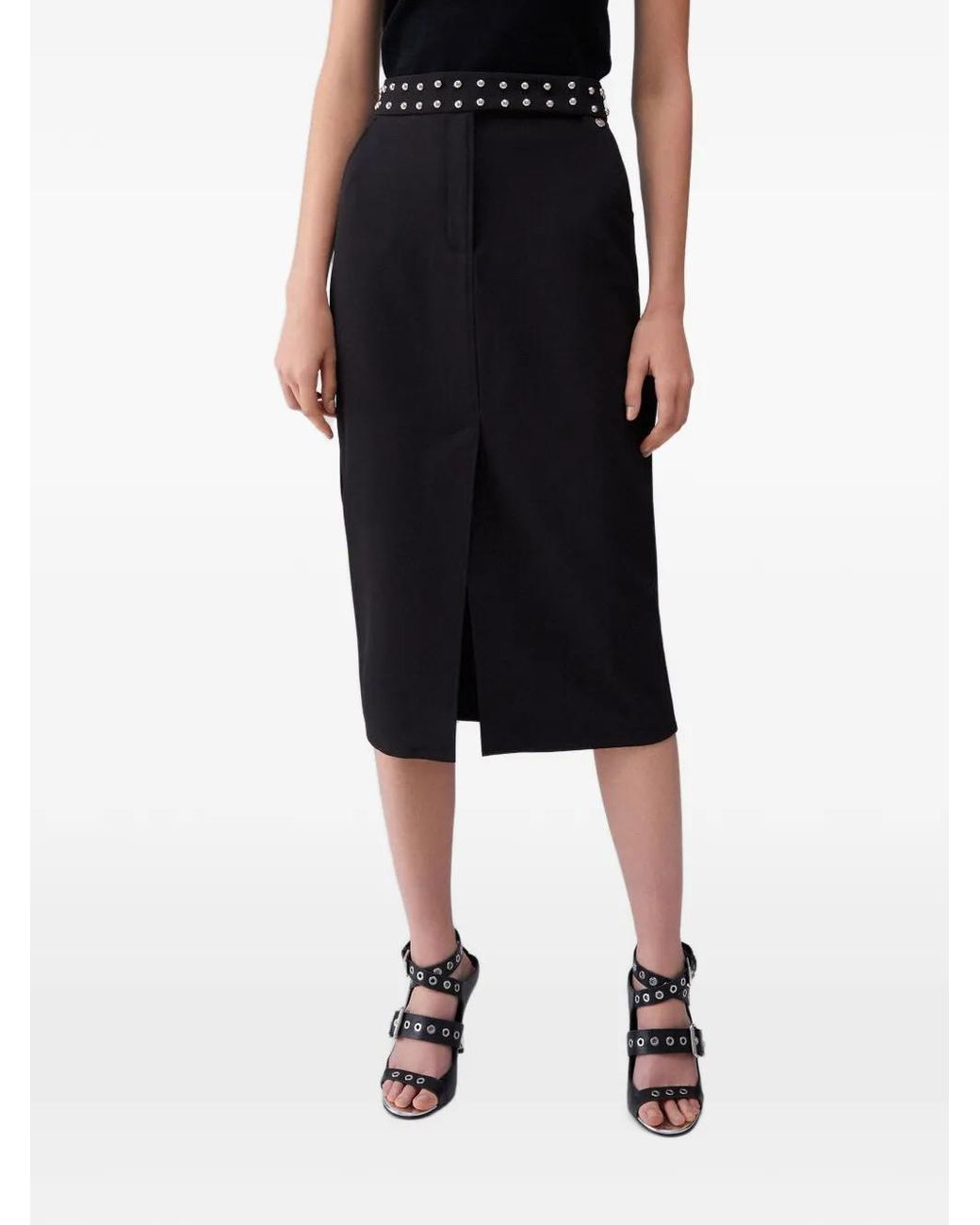Liu Jo Black Midi Skirt With Studs