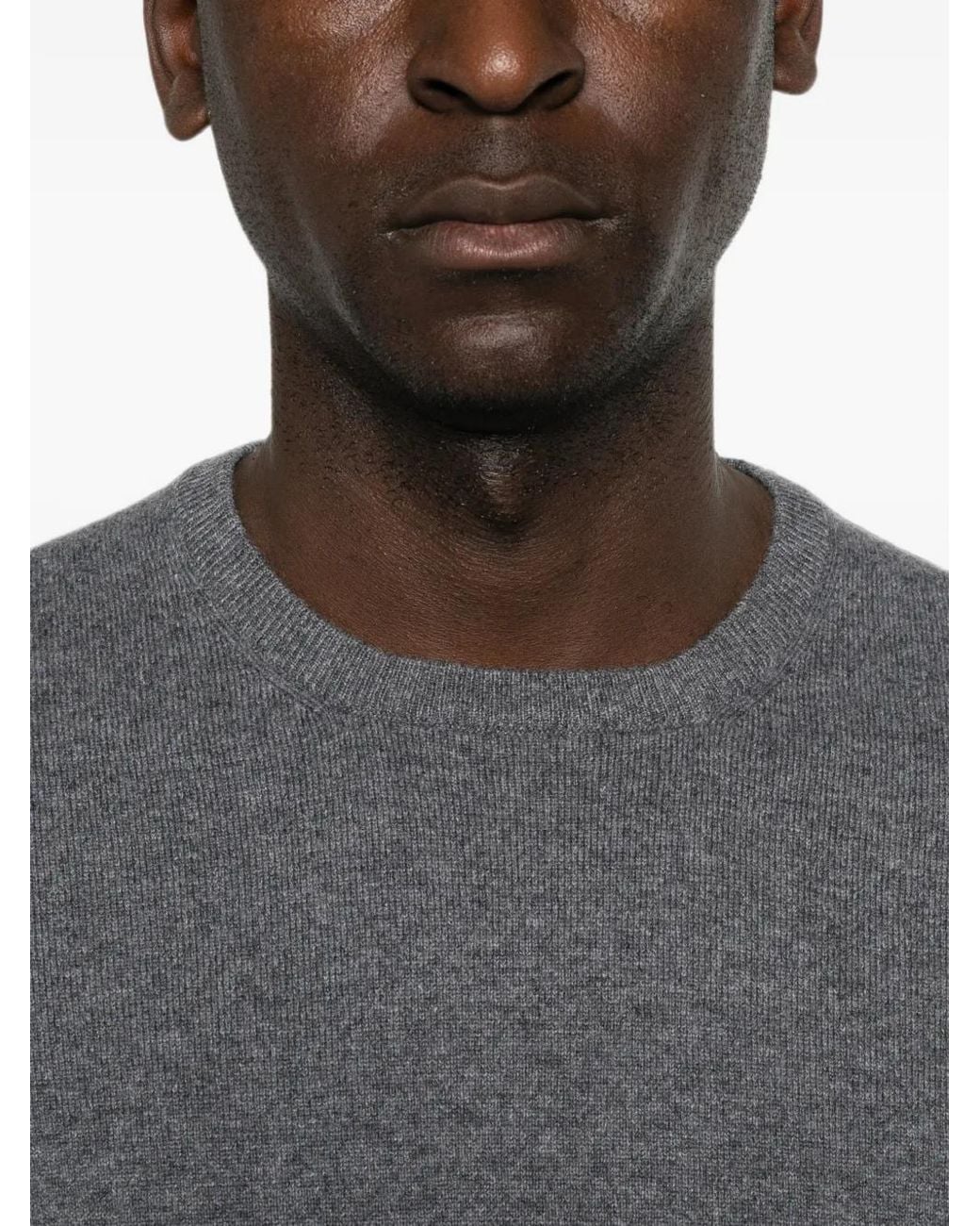 Fileria Gray Crew-Neck Ribbed-Trim Knit for men