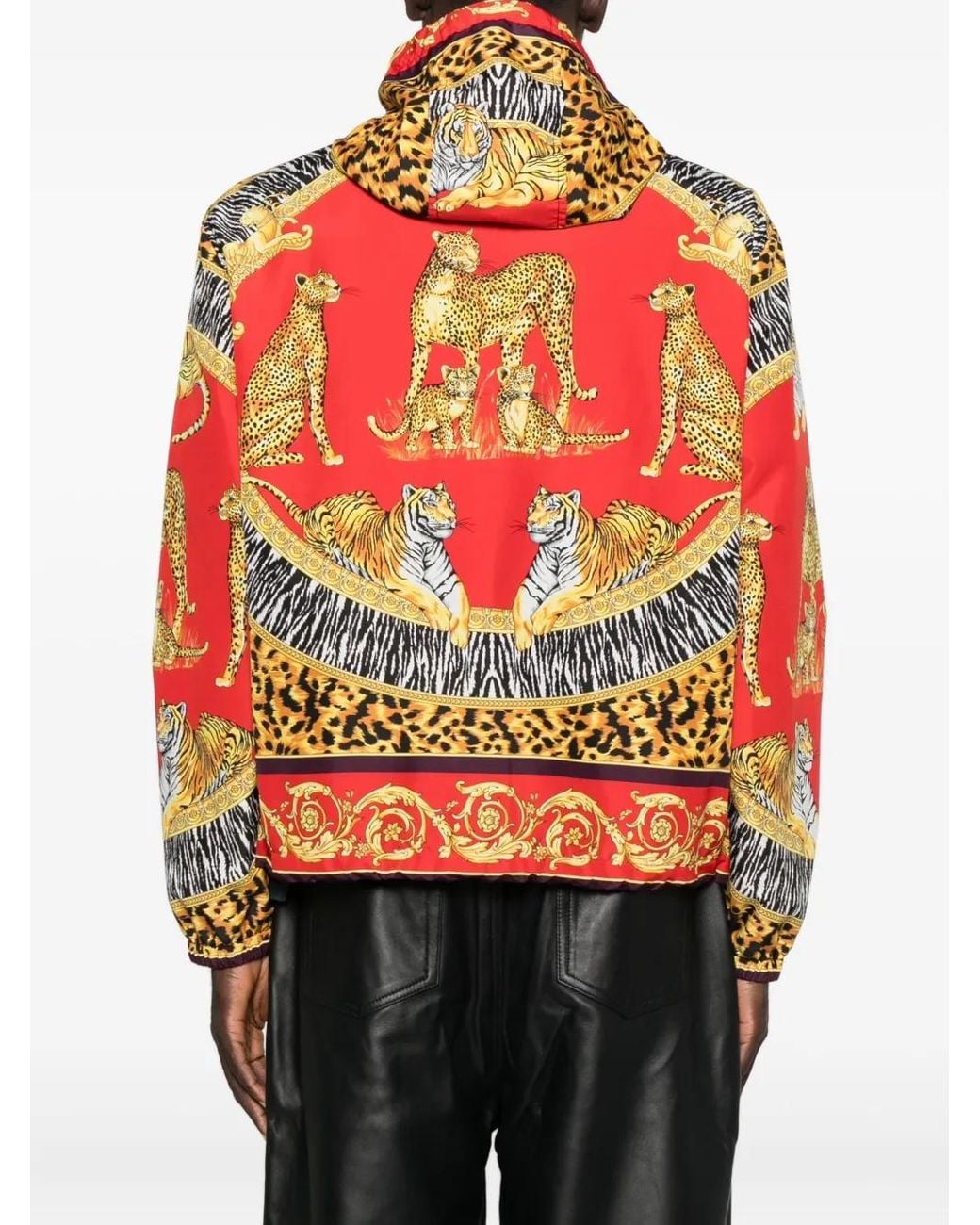 Versace Red Wild Cats Windbreaker Jacket for men