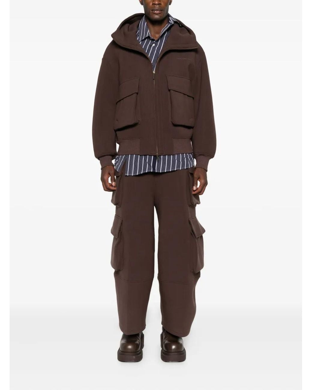 Feng Chen Wang Brown Cargo-Pocket Drawstring Trousers for men