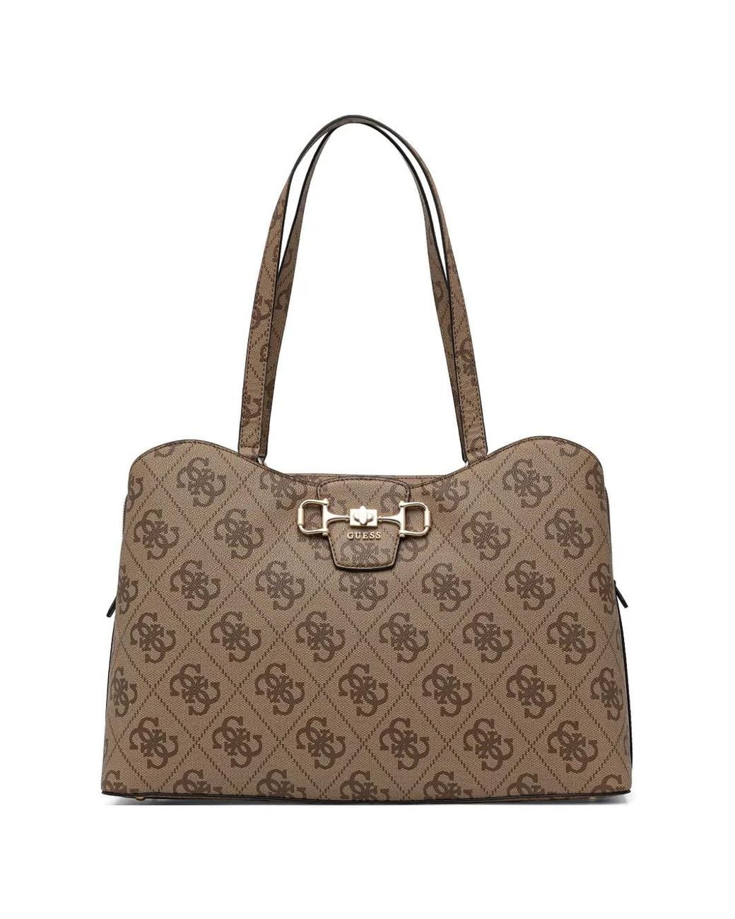 Guess Brown Jaine Logo-Monogram Horsebit Tote Bag