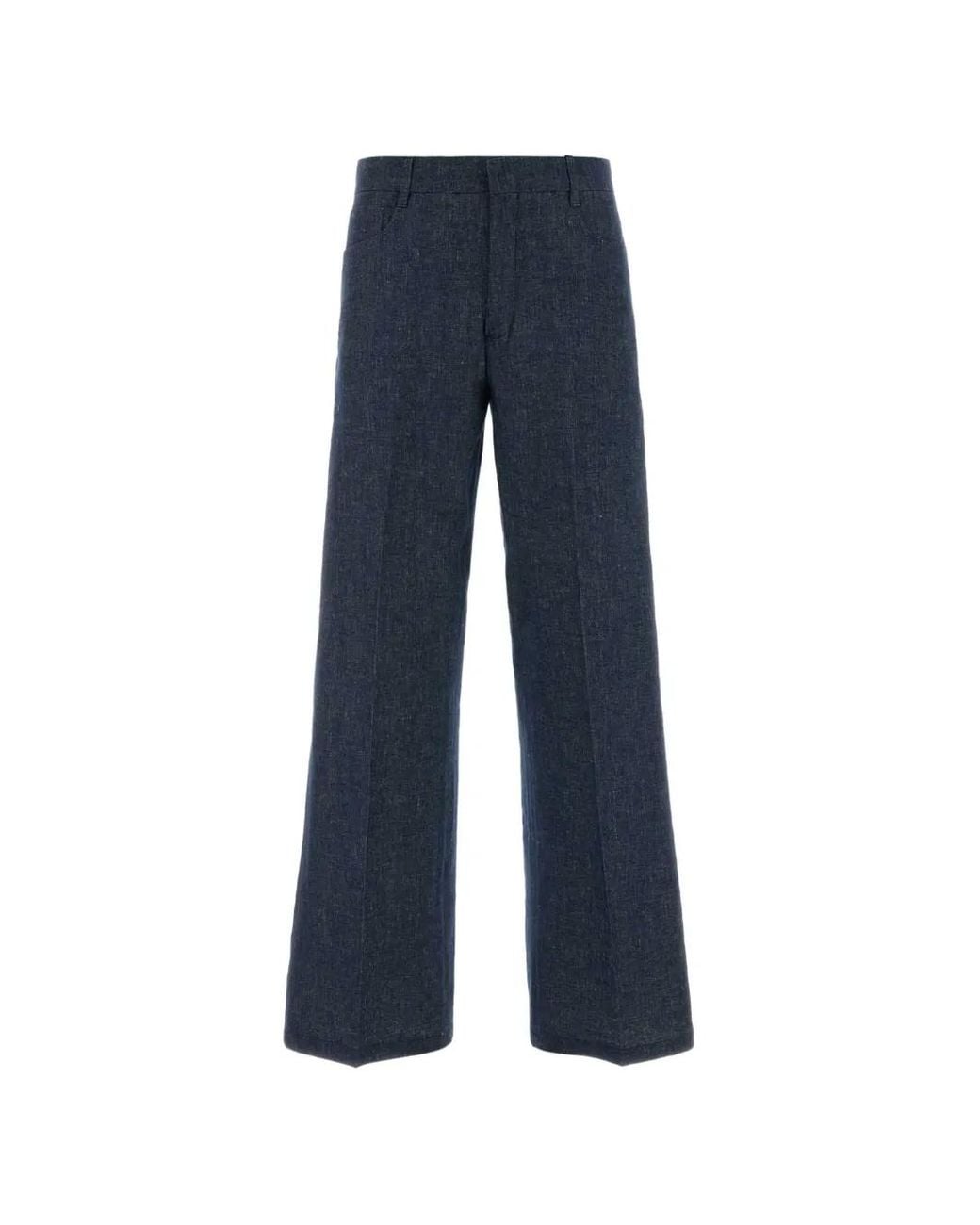 Max Mara Blue Jean Ample À Plis Marqués