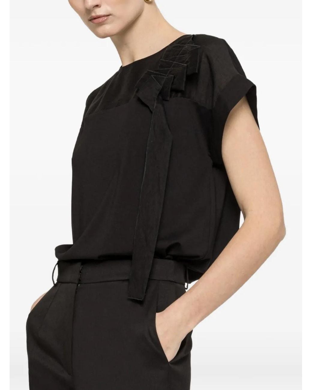 Nissa Black Bow-Detail Top