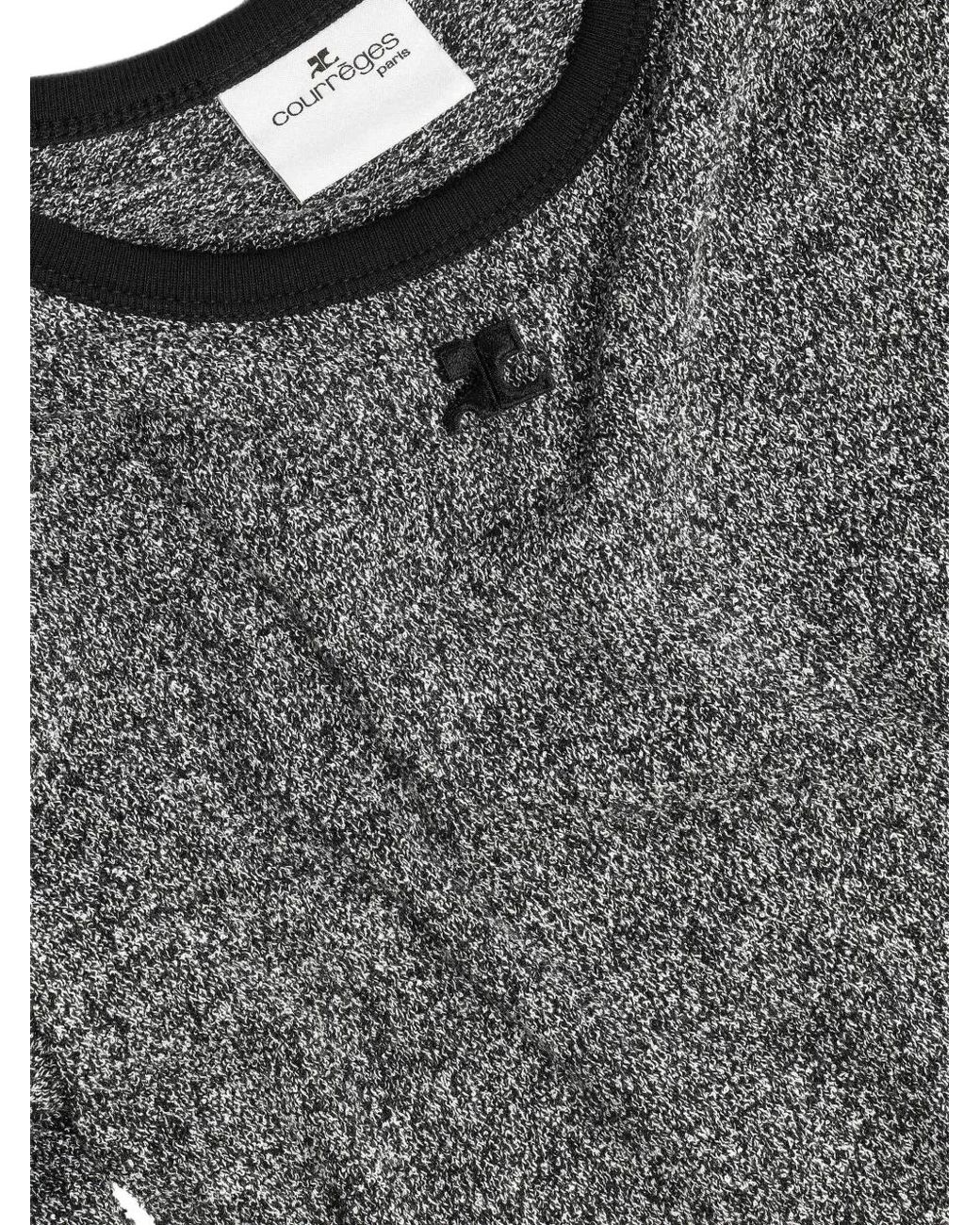 Courreges Gray Heather Contrast-Trim T-Shirt