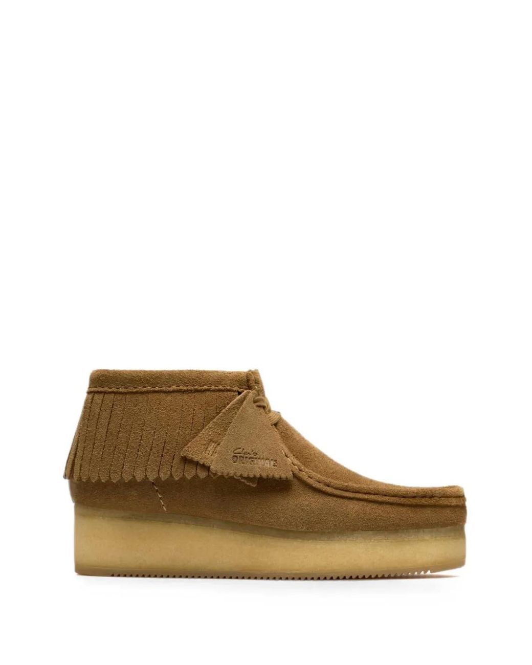 Clarks Brown Wallabee Wedge Fringe Boots