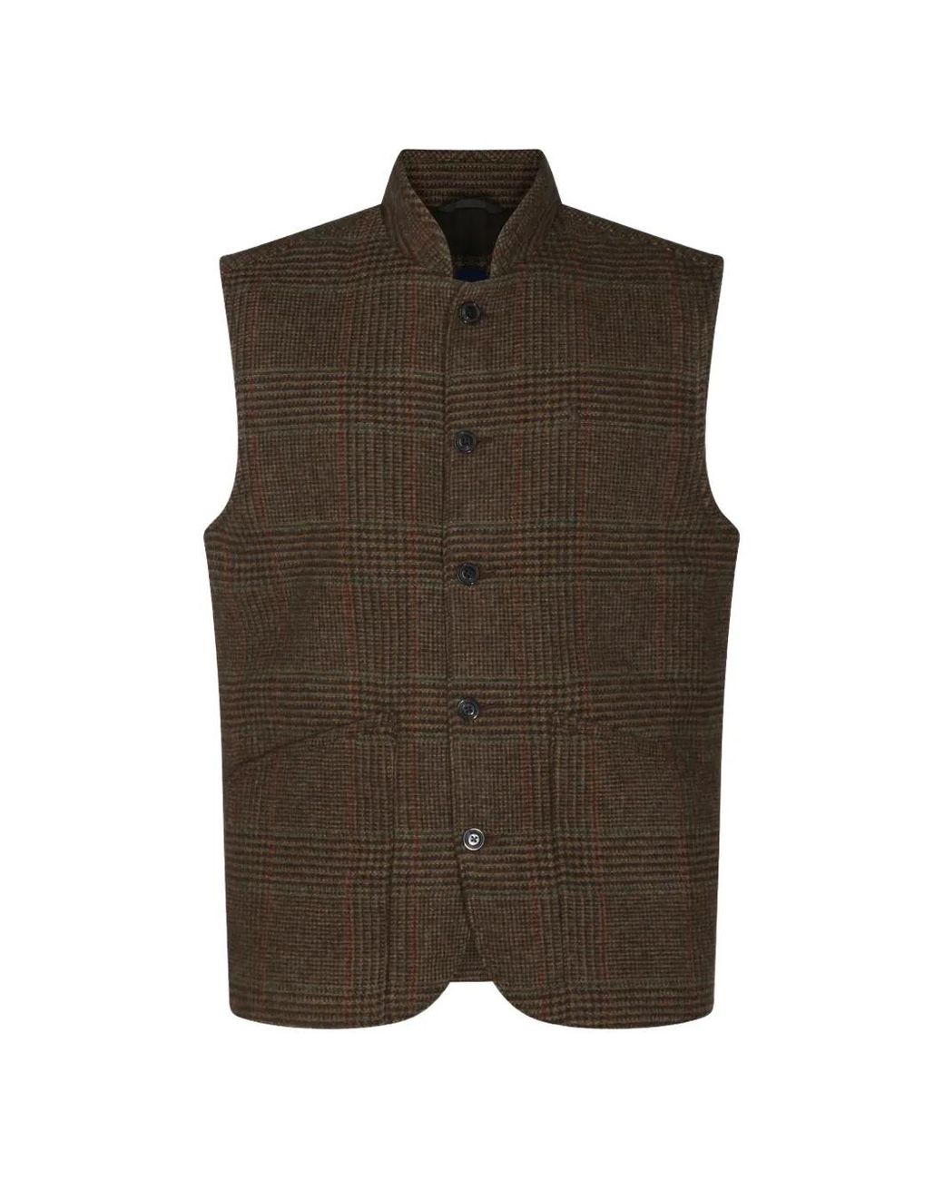 Polo Ralph Lauren Brown Plaid-Check Wool Waistcoat for men