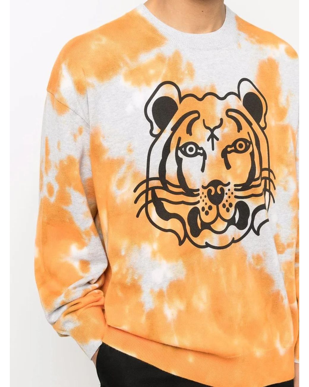 KENZO Orange Tiger Print Tie-dye Sweatshirt for men