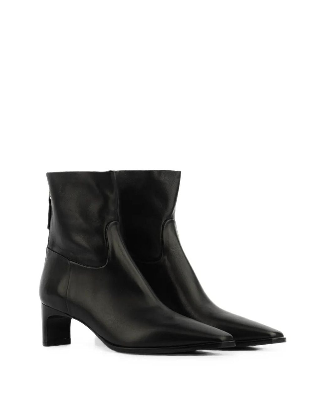 Elena Iachi Black Pointed-Toe Zip-Back Ankle Boots