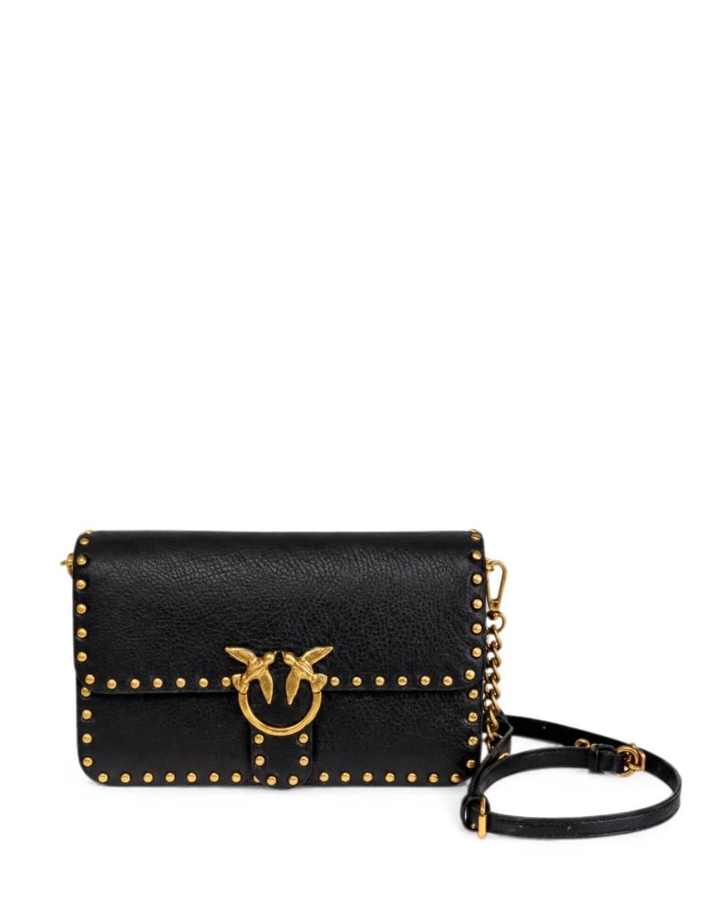 Pinko Black Sac Porté Épaule Love One En Cuir