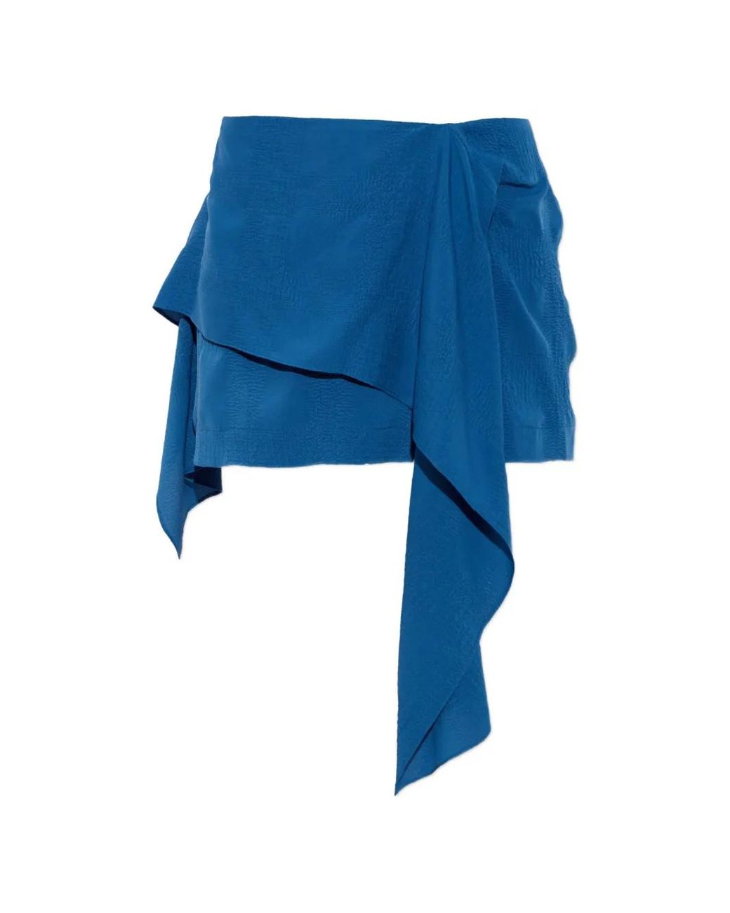 IRO Blue Pully Draped Layered Mini Skirt