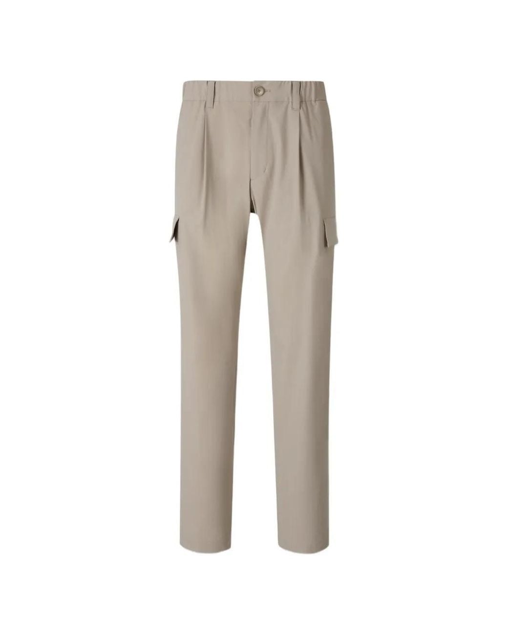 Herno Gray Melange-Effect Pleated Trousers for men