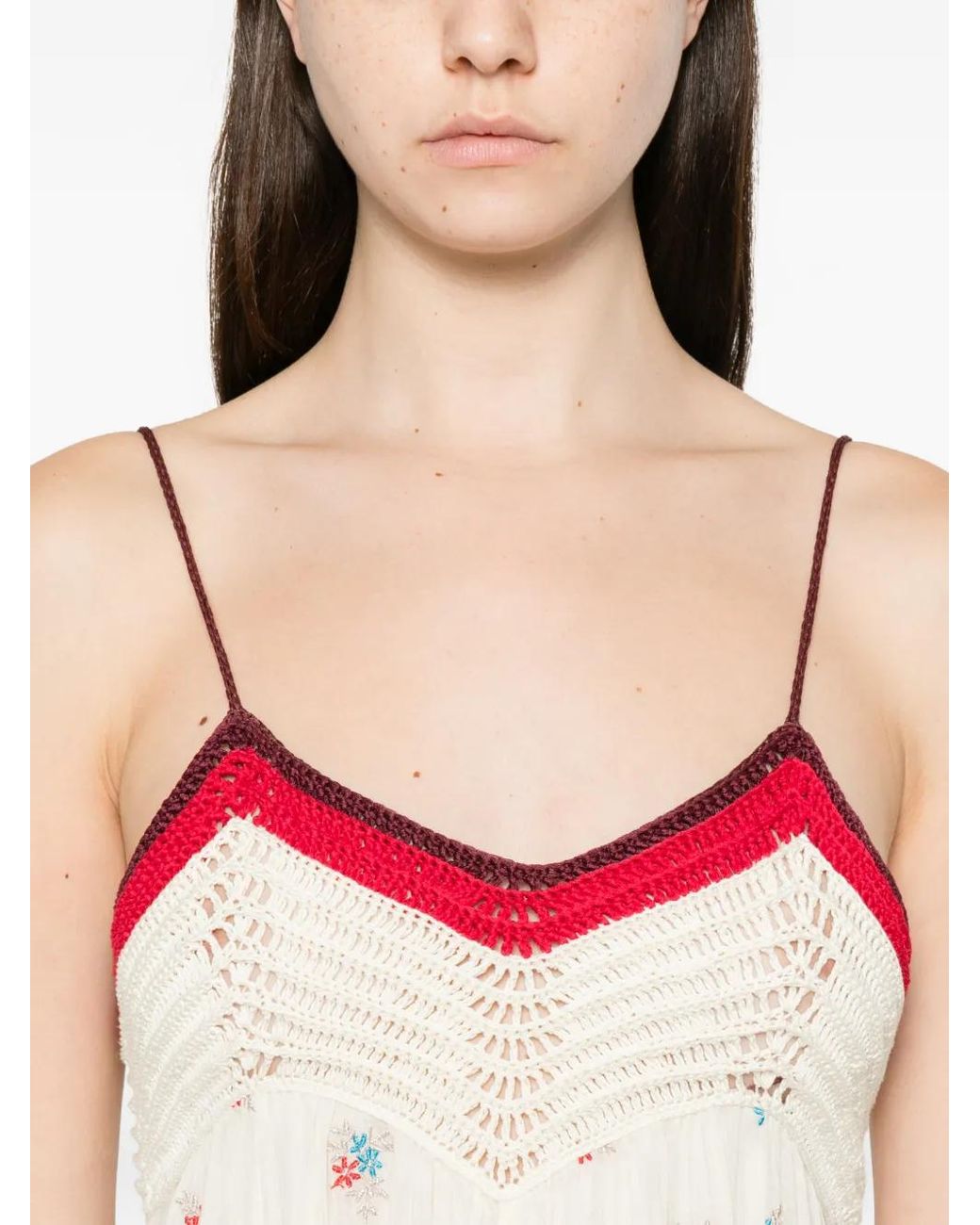Forte_forte White Crochet-Knit Floral-Embroidered Maxi Dress