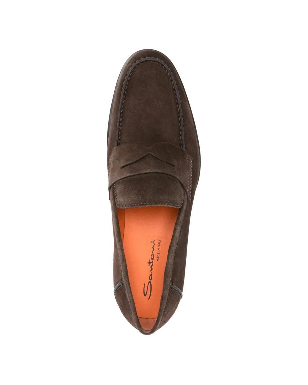 Santoni Brown Suede Loafers for men