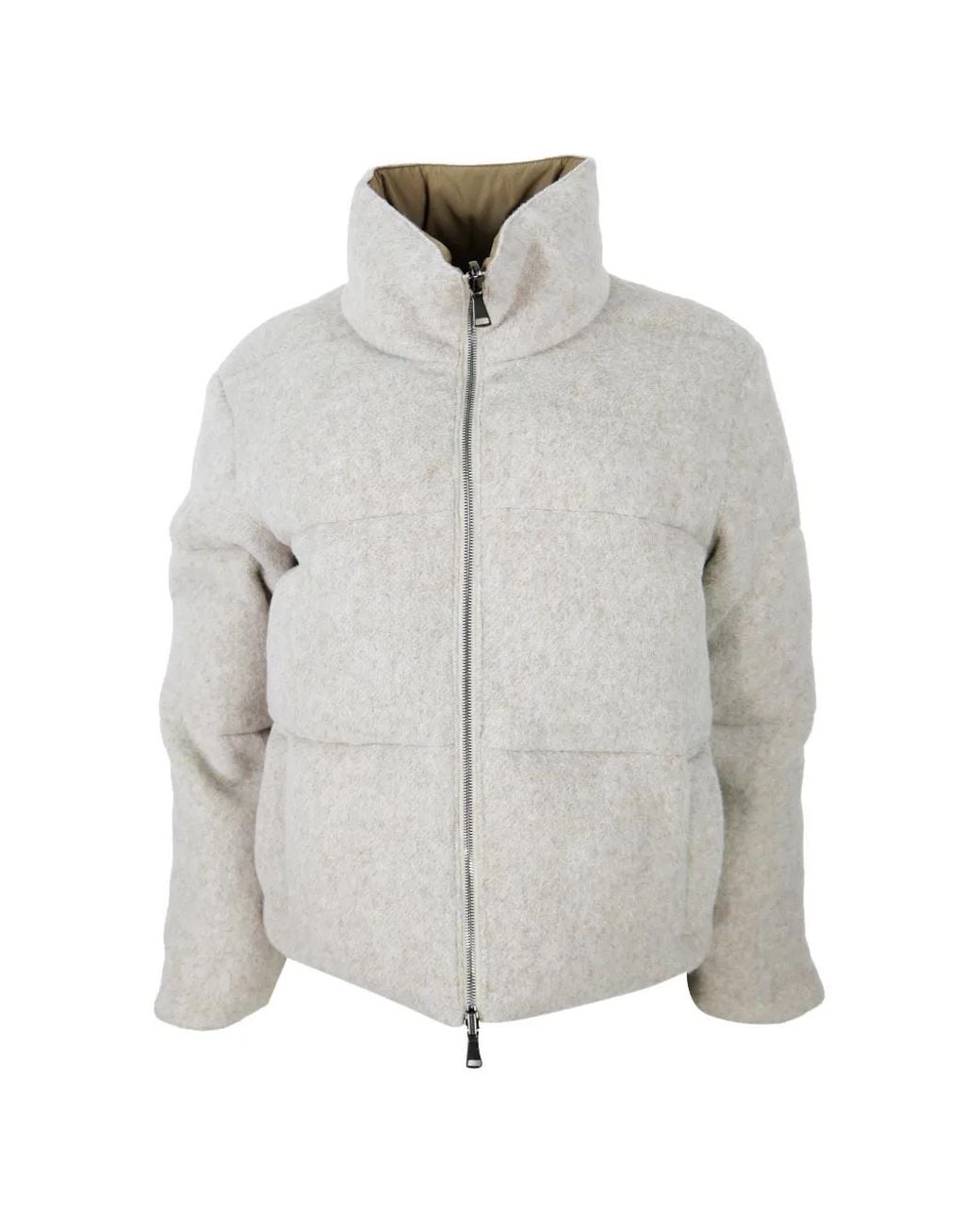 Lorena Antoniazzi Gray Quilted High-Neck Jacket