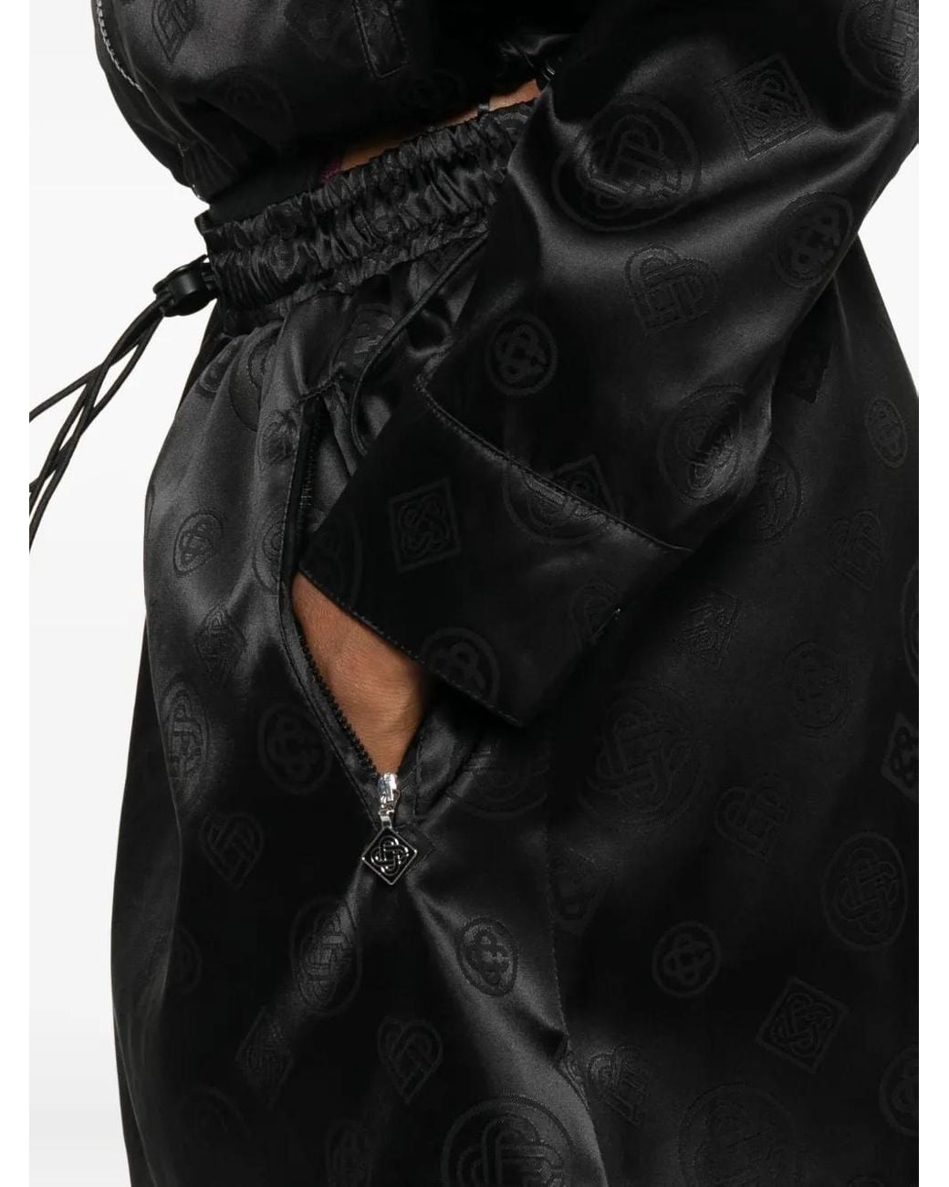 Casablanca Black Drawstring Patterned Mini Skirt