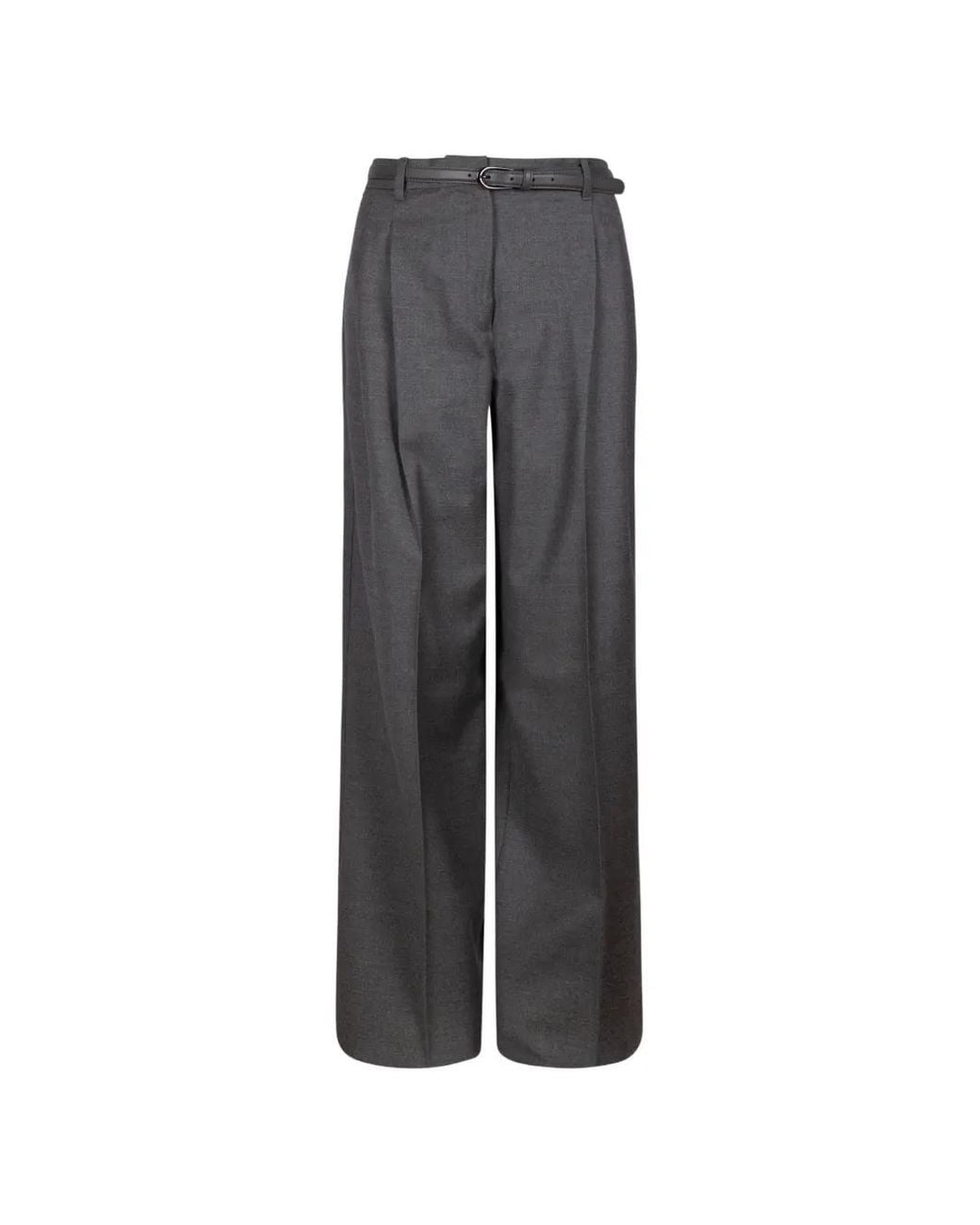 Max Mara Gray Belted Pleated Trousers