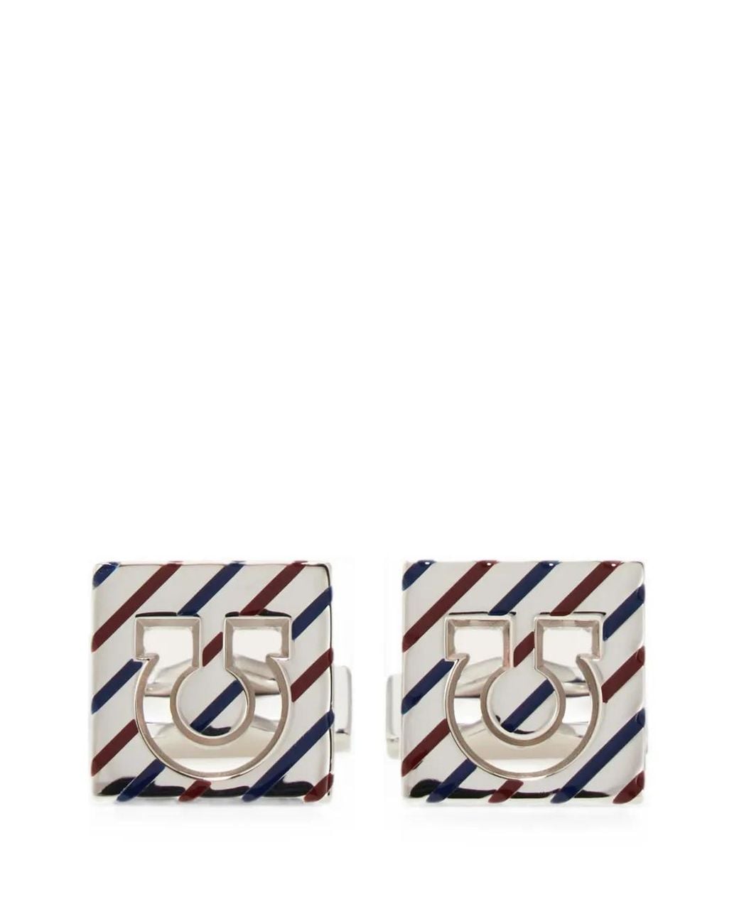 Ferragamo White Square Gancini Cufflinks for men