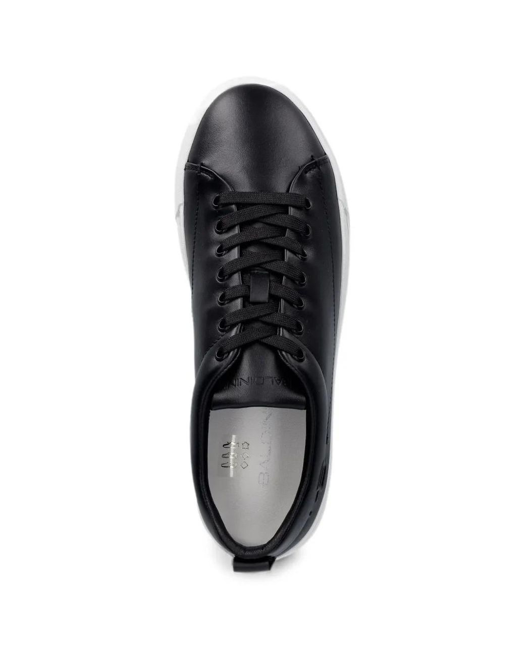 Baldinini Black Logo-Embossed Leather Sneakers for men