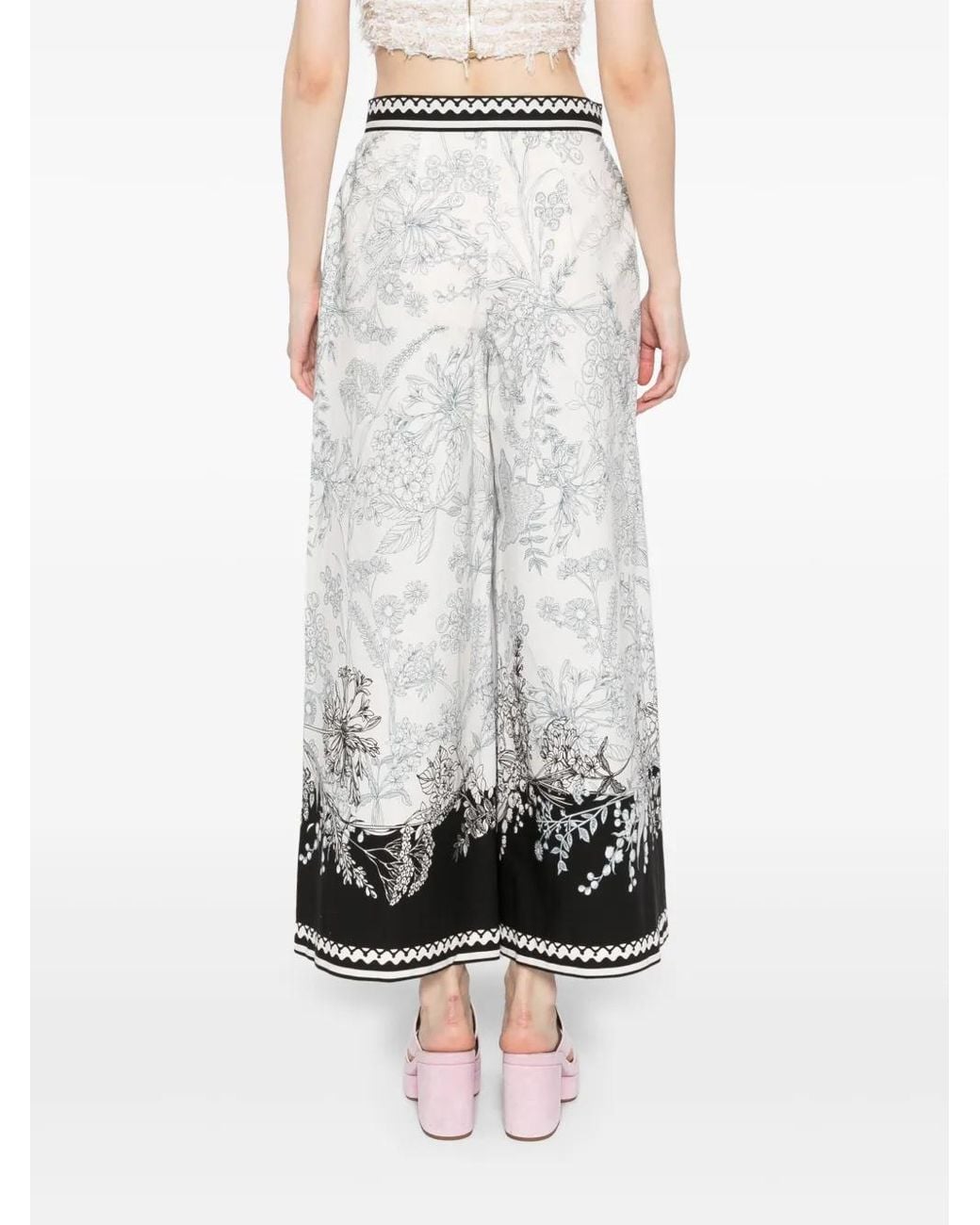 Elie Saab White Printed Cotton Pants